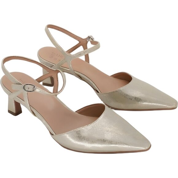 Naturalizer Tara Ankle Strap Pointed Toe Pumps Gold Faux Leather Women's US 10M - Picture 4 of 6